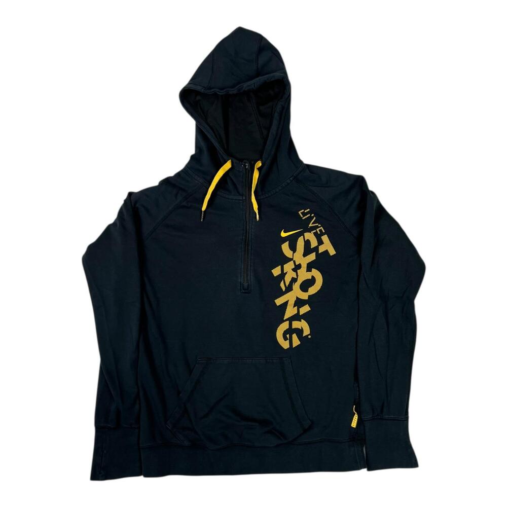 Vintage Nike Dri-Fit Livestrong Hoodie Womens Medium Black Dri-FIT 1/2 Zip
